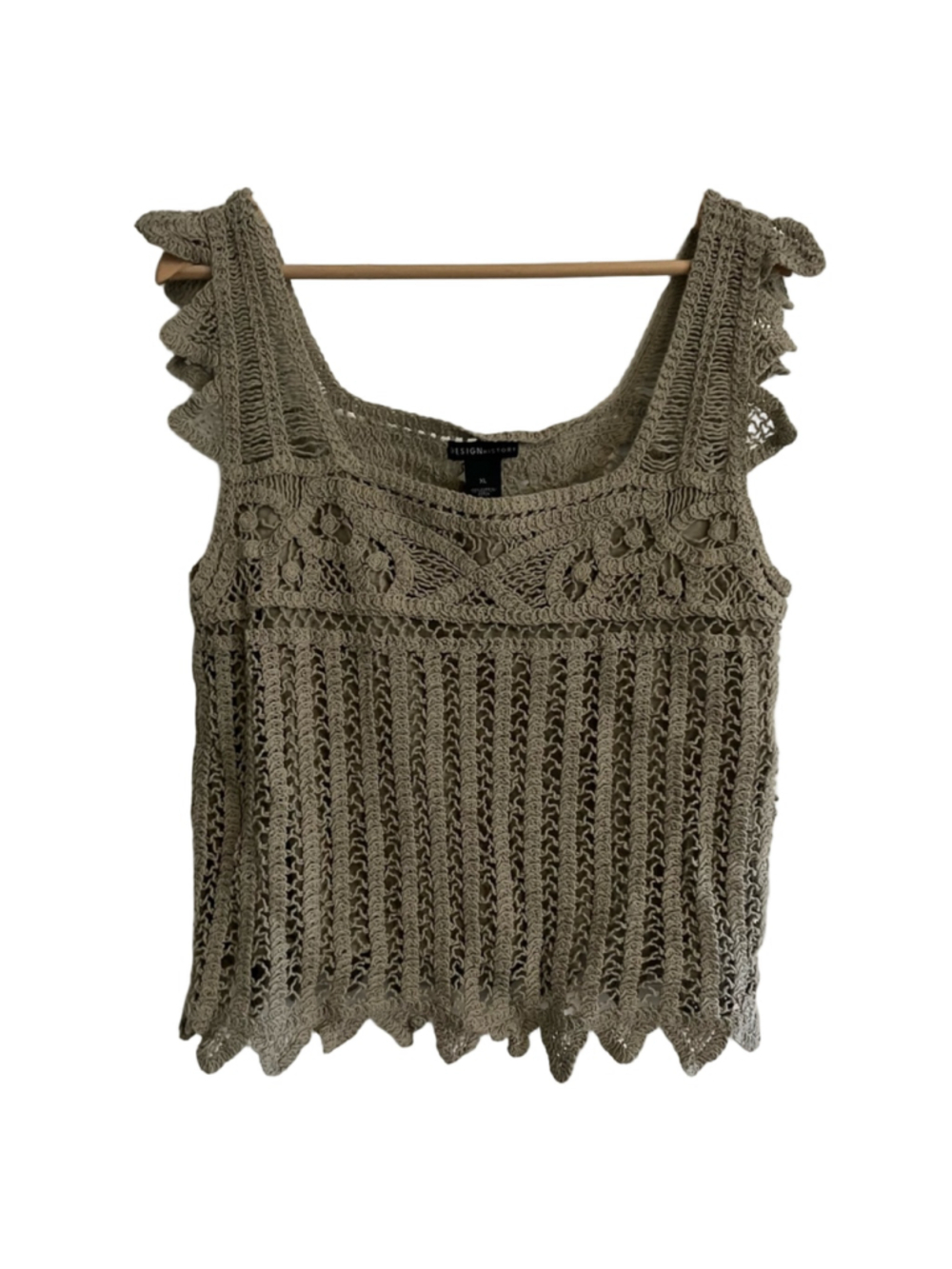 Design History Crochet Tank Top, Size XL, Beige